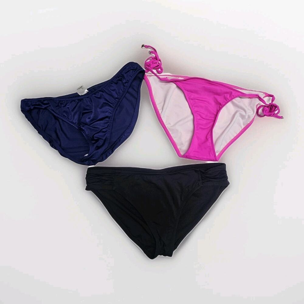 Lot Of 3: 2 Venus 1 Apt 9 Bikini Swim Bottoms Womens Size 10 Blue Black Pink